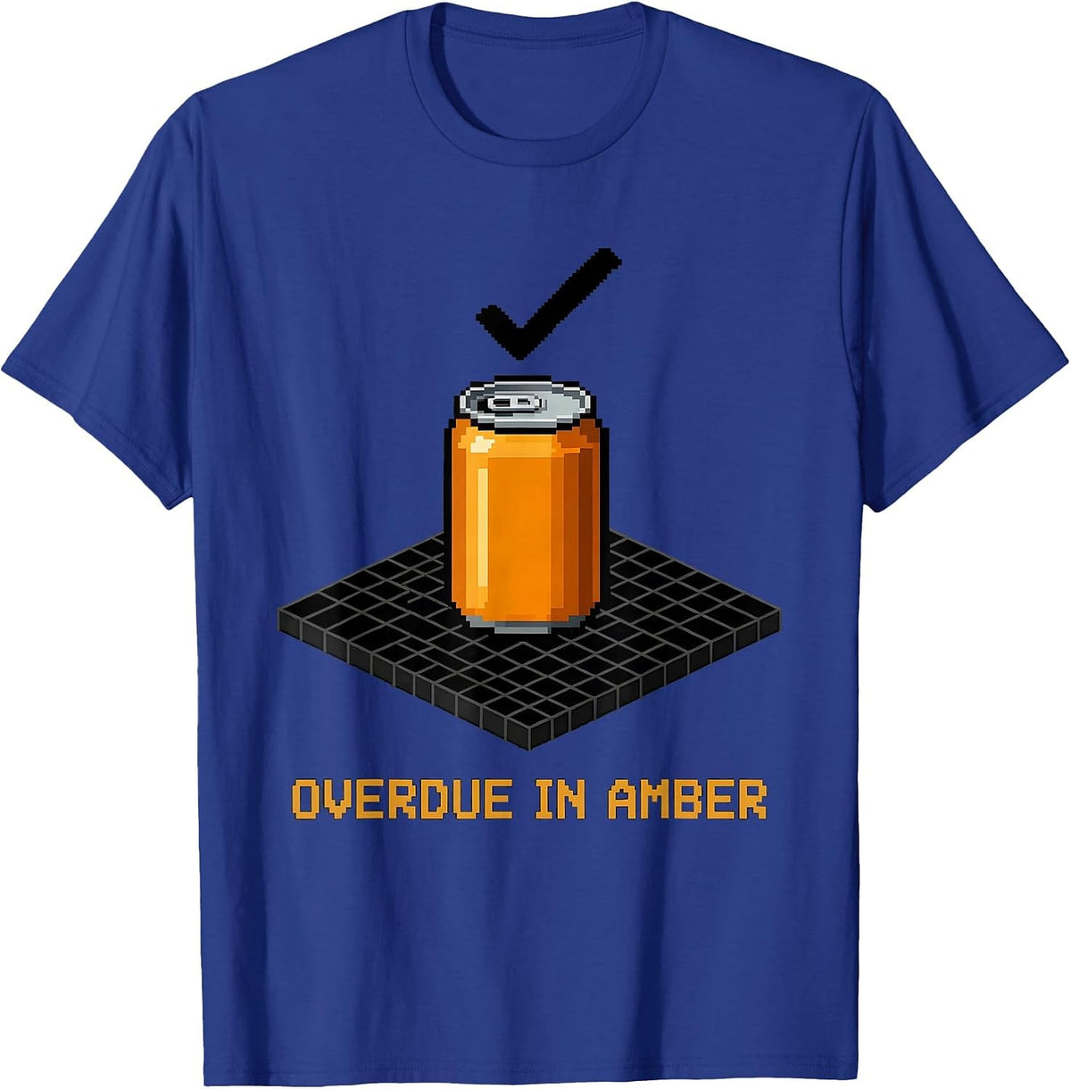 Men's Overdue In Amber Funny Pixel Art Beer Lover Labor Day T-Shirt - Royal Blue