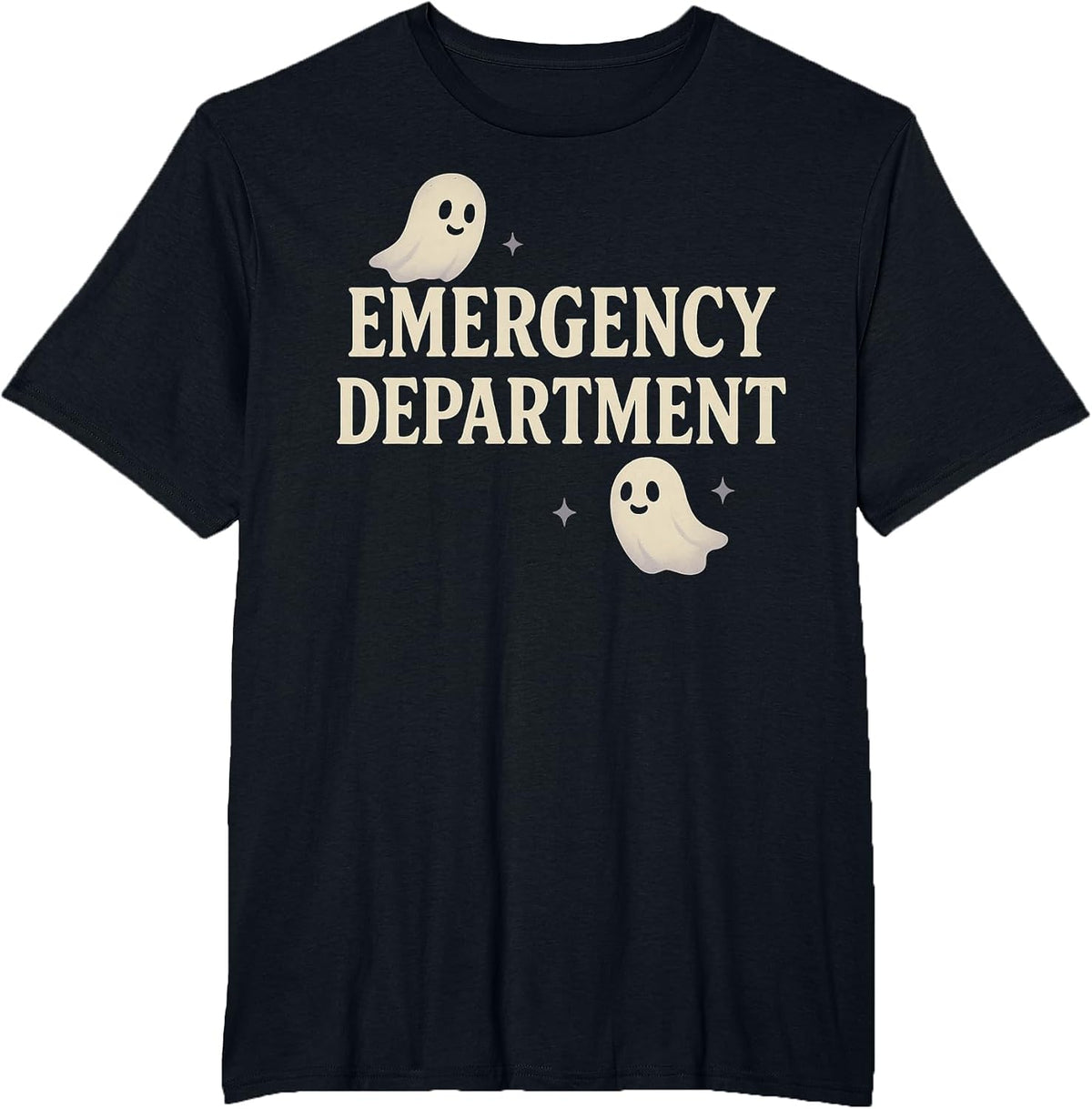 ER Halloween Emergency Department Cute Ghost Design Spooky T-Shirt - Black