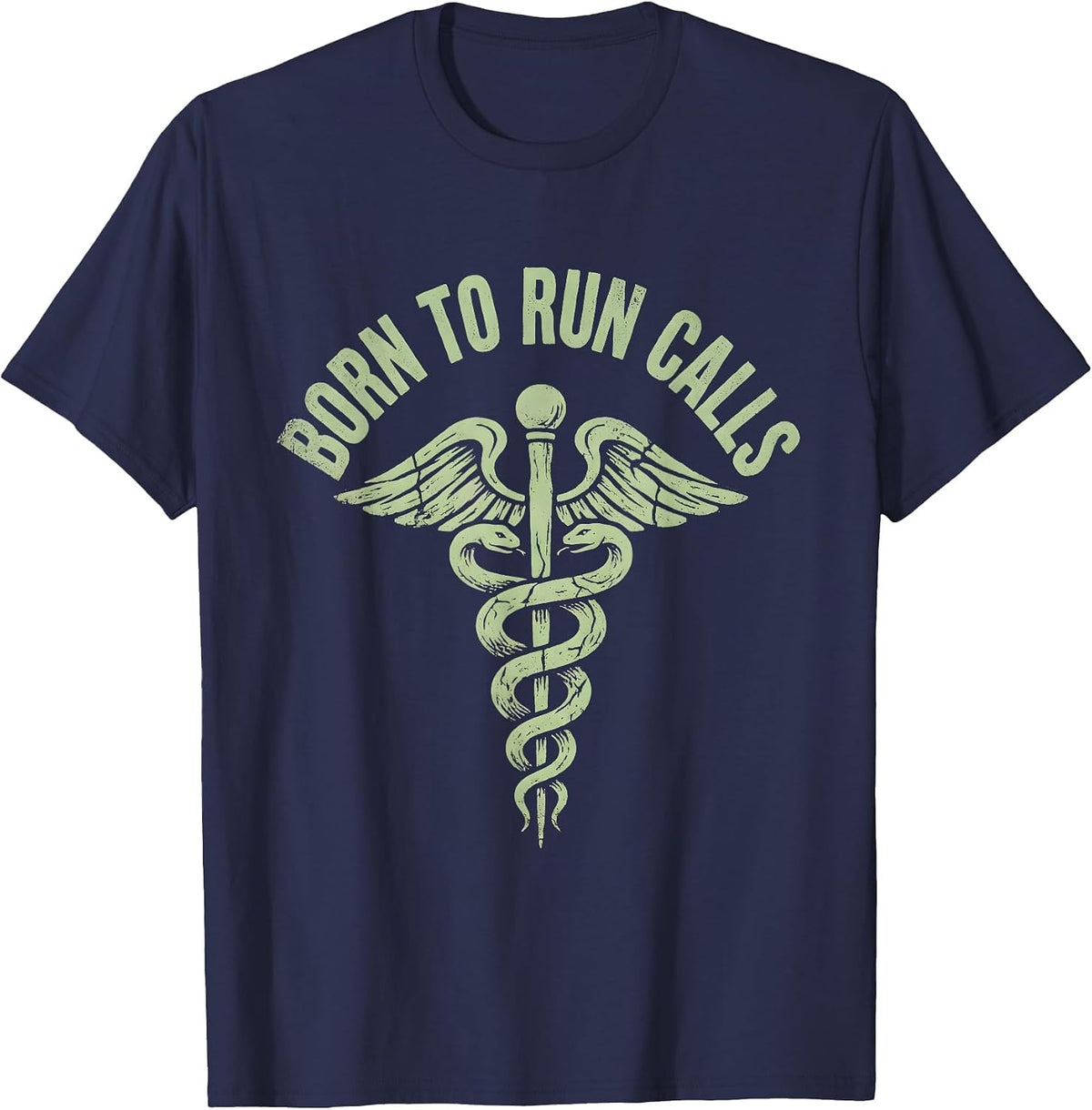 Born to Run Calls EMT Graphic Design T-Shirt - Navy Blue