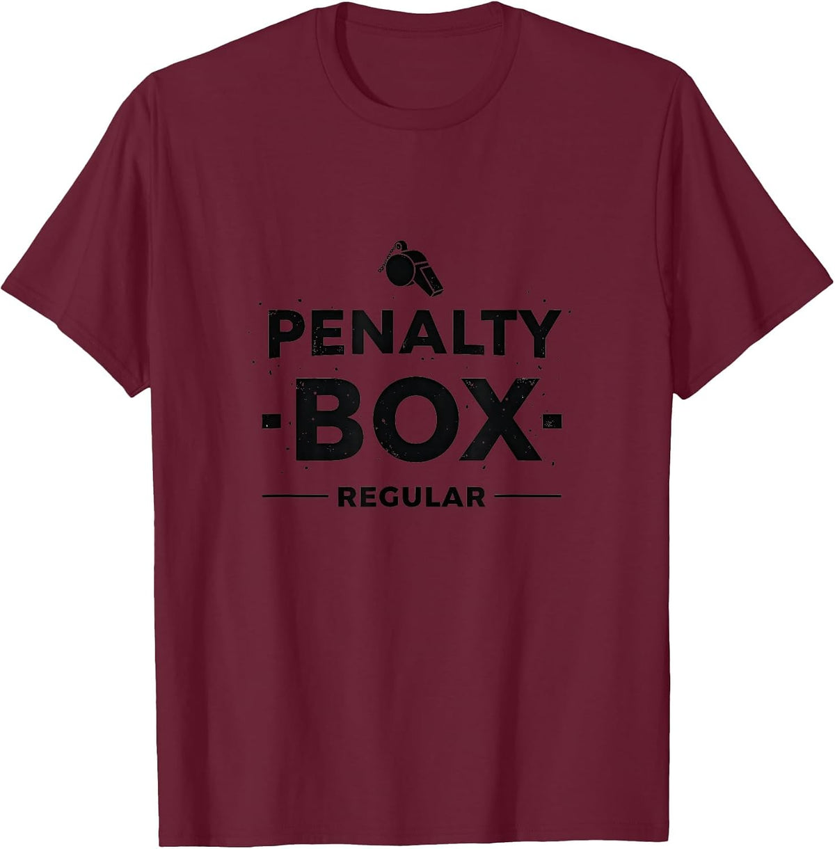 Penalty Box Regular Hockey Referee Design T-Shirt - Burgundy