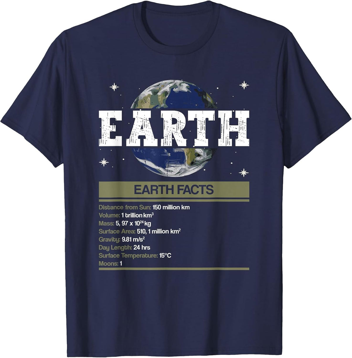 Earth Facts - Earth Planet Space Lover T-Shirt - Navy Blue