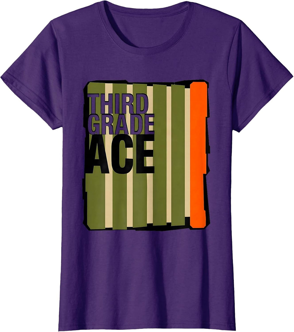Women's Third Grade Ace Camo Back To School Boys Teachers T-Shirt - Purple