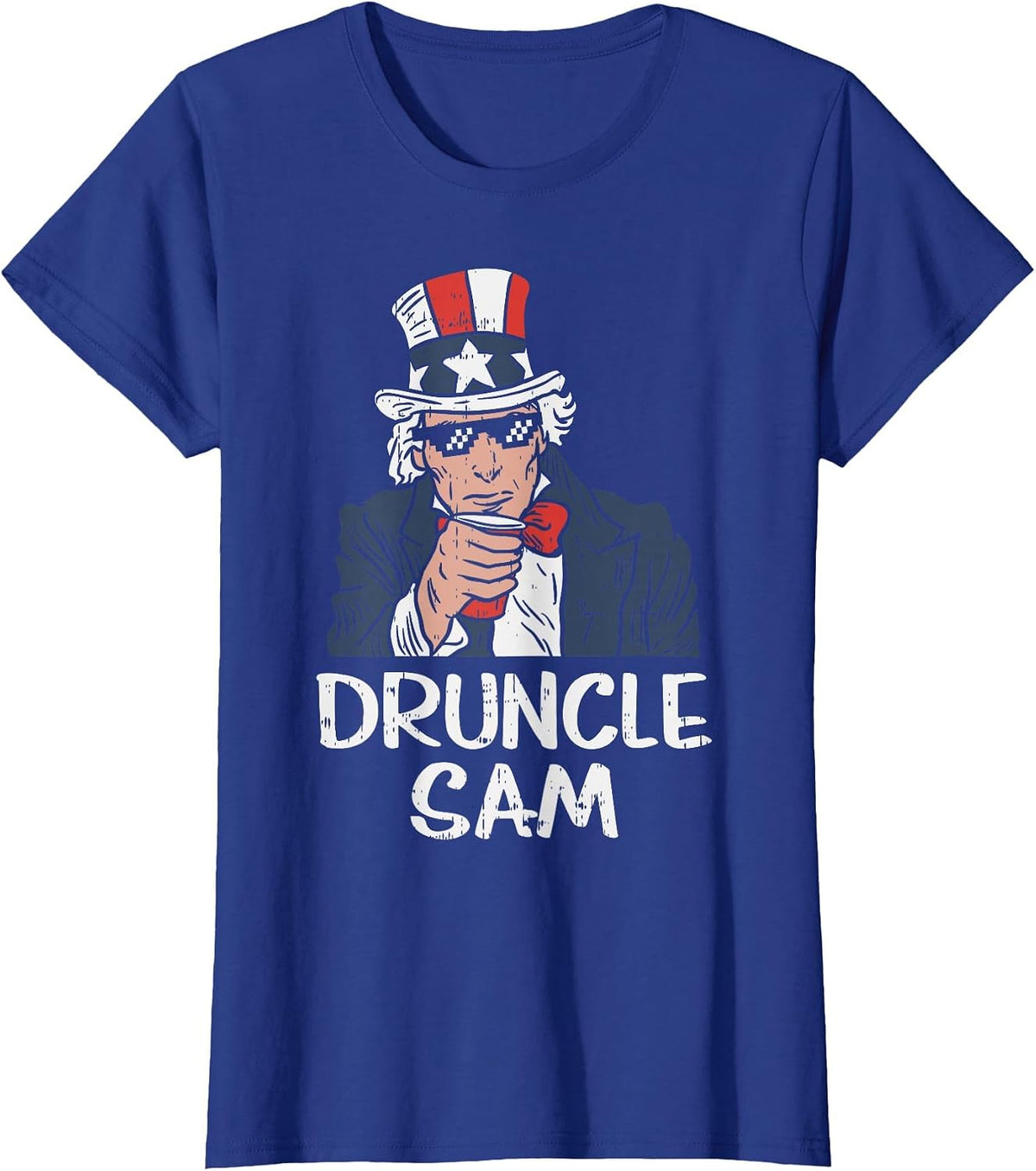 Druncle Sam Funny Uncle Sam Beer 4th of July Party Drinking T-Shirt - Royal Blue