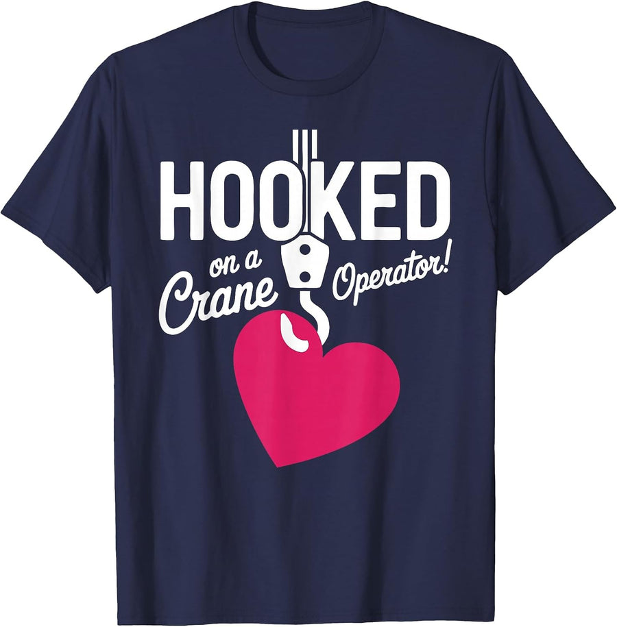 Wife Girlfriend of Crane Operator T-Shirt - Navy Blue