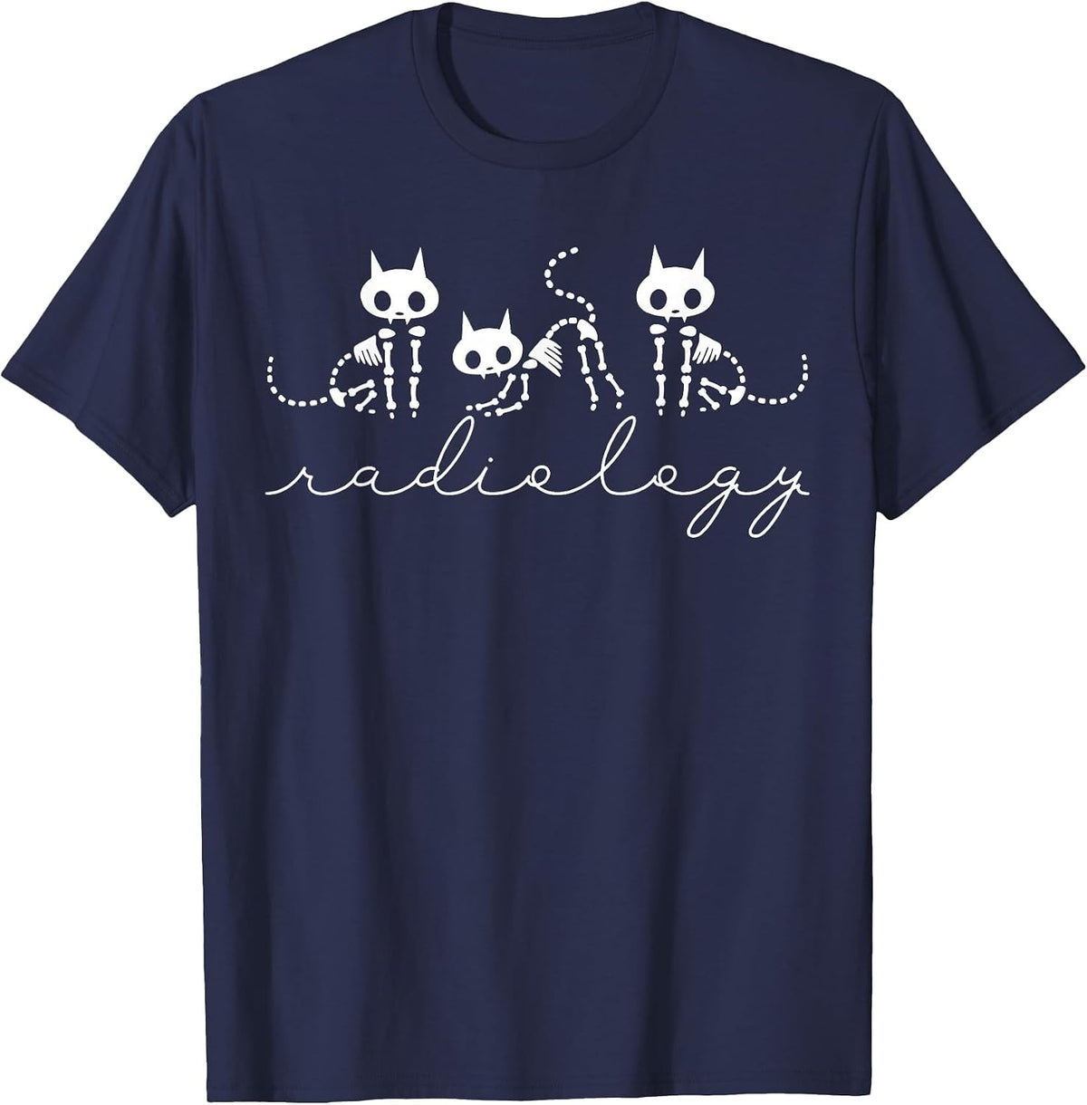 Xray Tech Halloween Cat Skeleton Radiology Rad Tech Student T-Shirt - Navy Blue