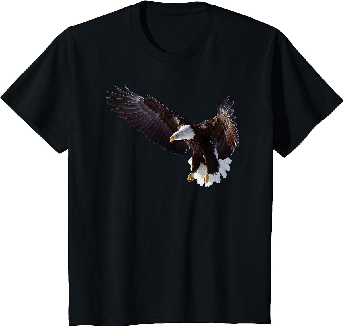 Lovely American Bald Eagle in Flight Photo Portrait T-Shirt - Black