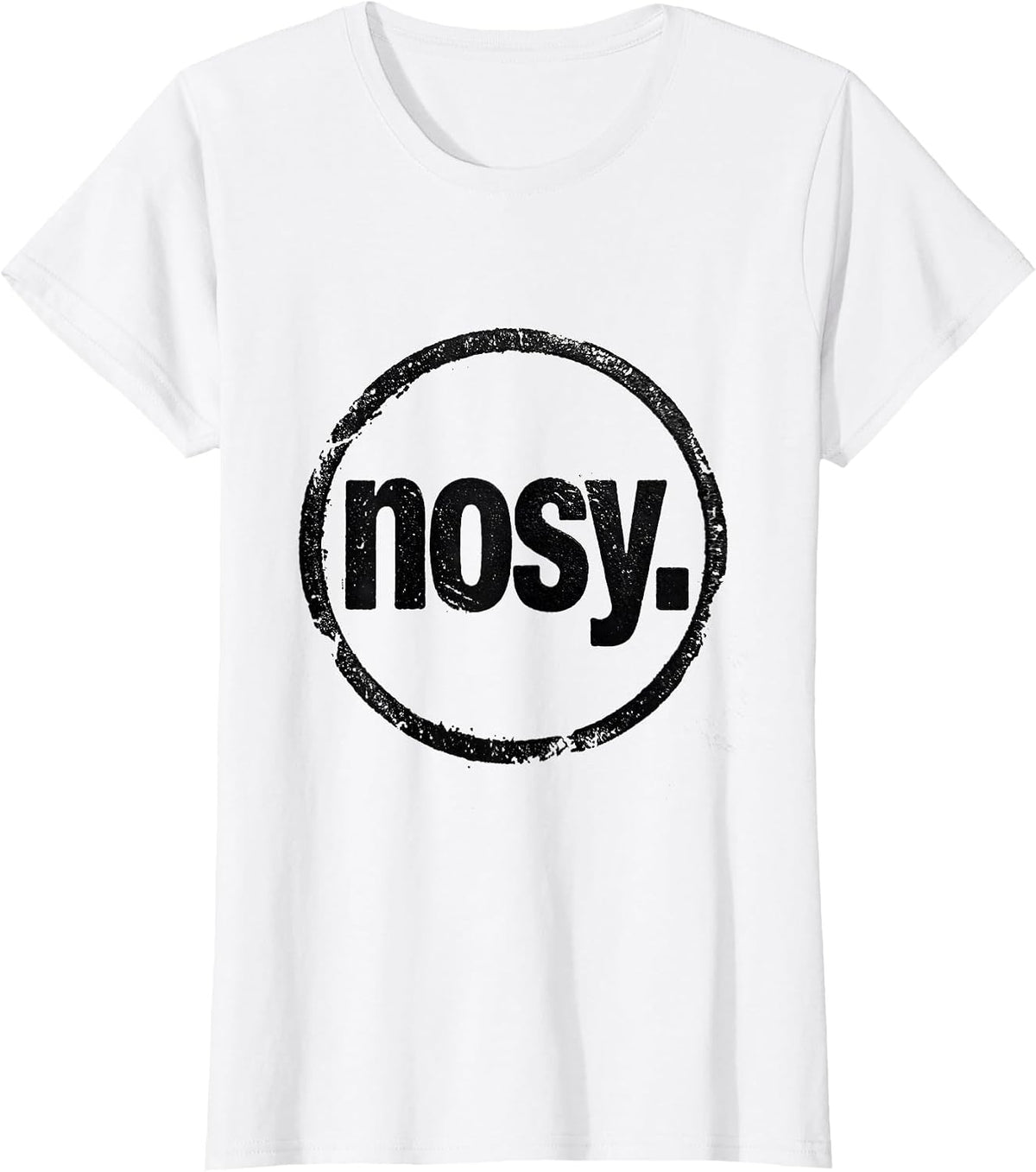 Nosy Rubber Stamp Minimalist Personality Statement T-Shirt - White