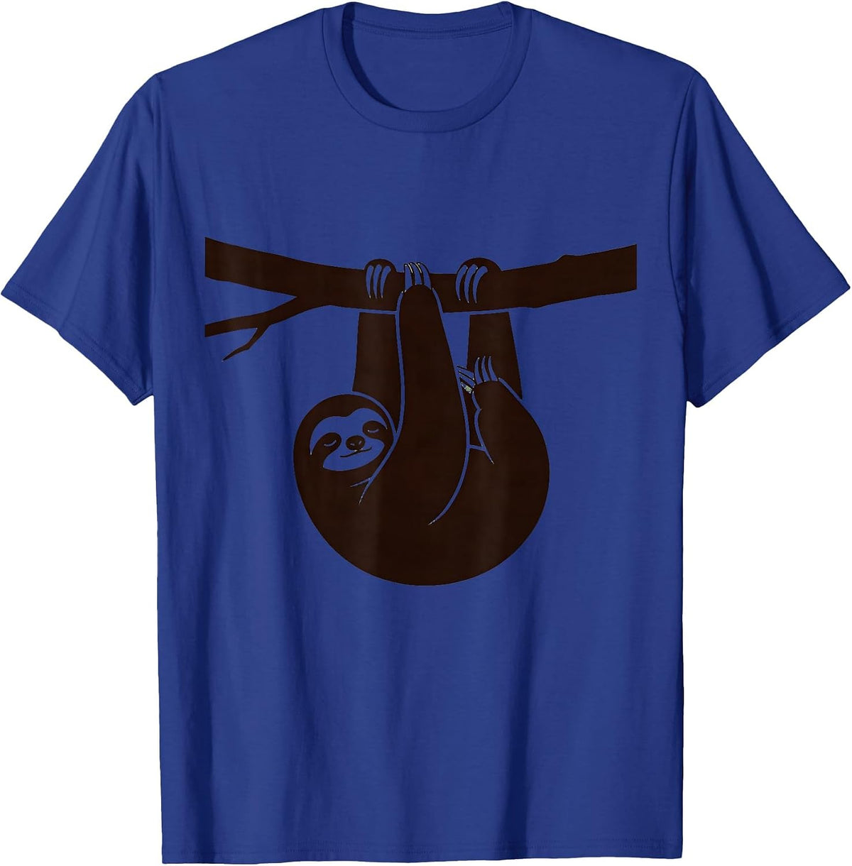 Men's Sleeping Sloth Dangling From Branch Illustration T-Shirt - Royal Blue