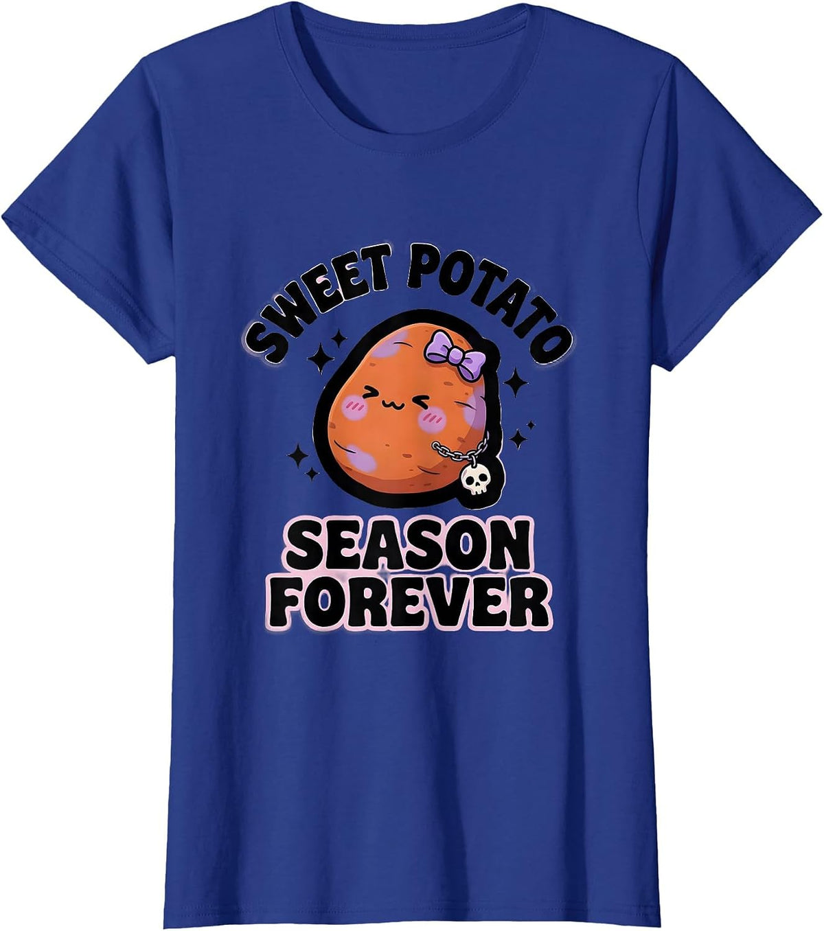 Women's Sweet Potato Season Forever Harvest Design T-Shirt - Royal Blue