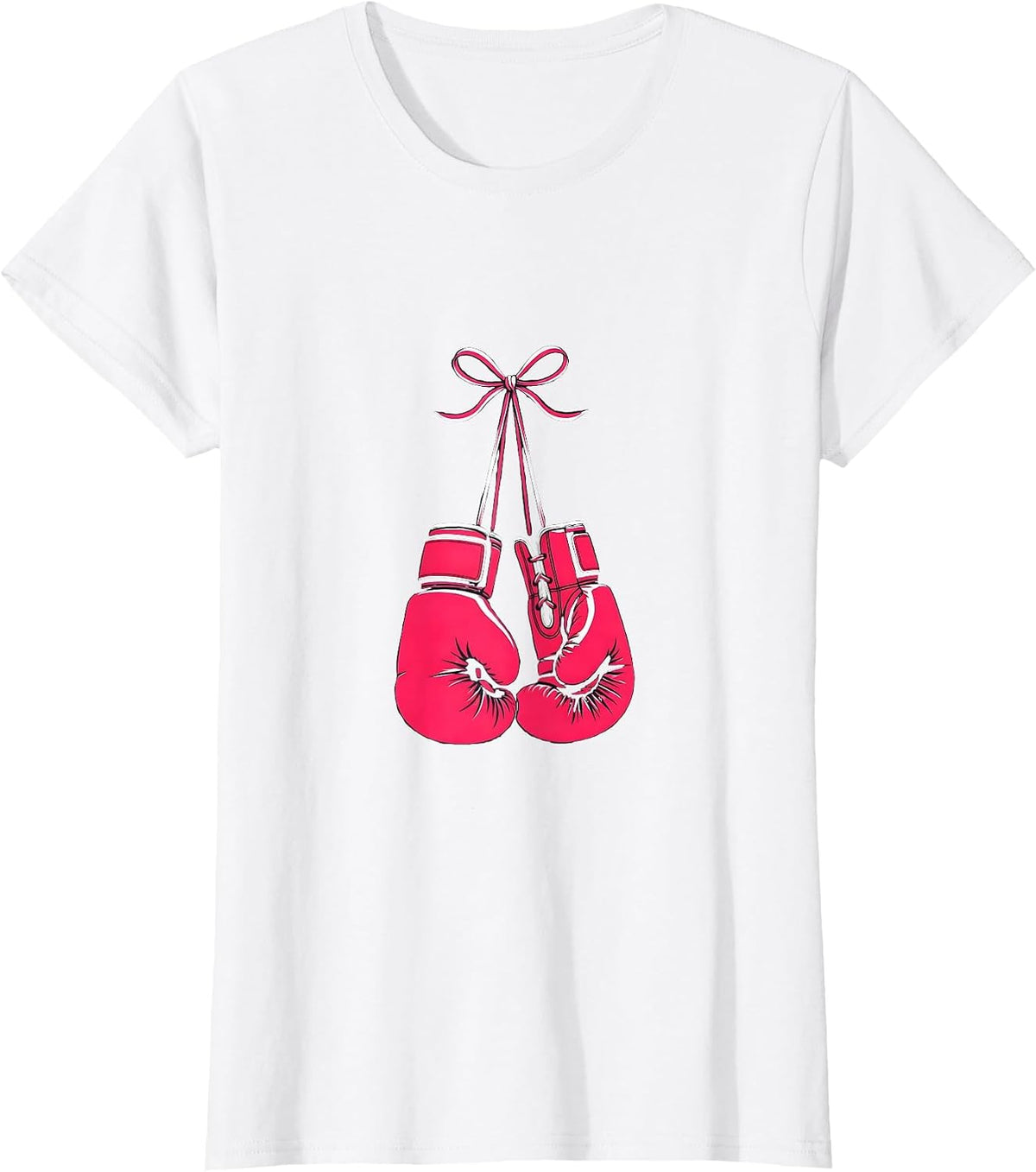 Breast Cancer Awareness Boxing Gloves Pink Ribbon T-Shirt - White
