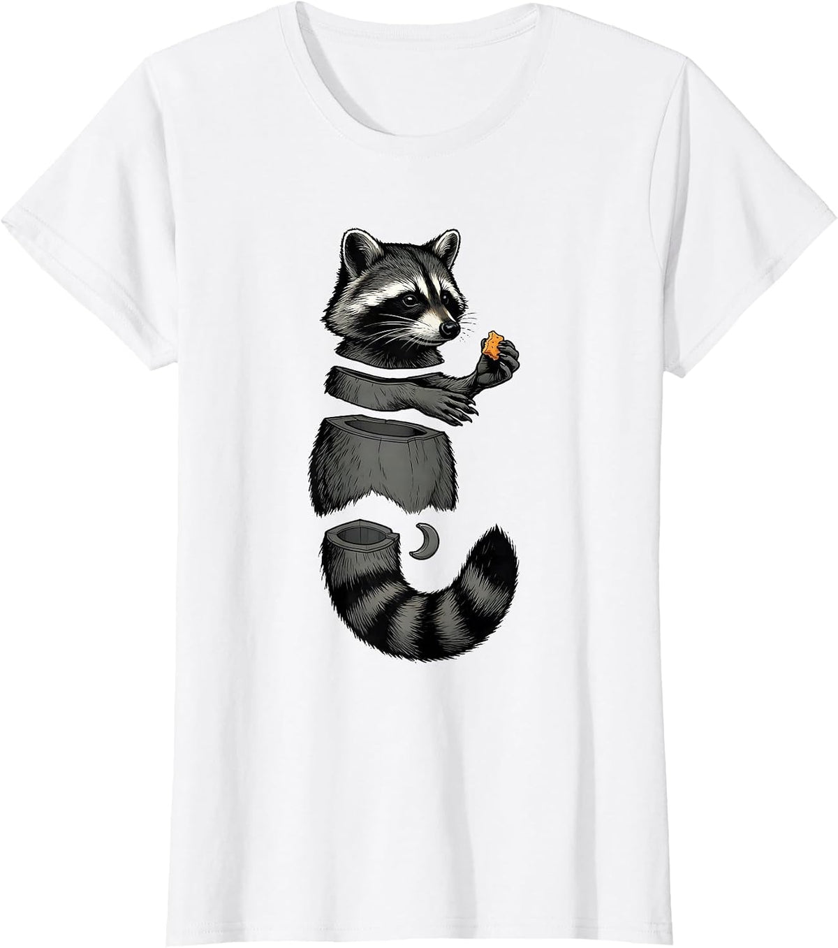 Raccoon Exploded View Funny Animal Meme Humor T-Shirt - White