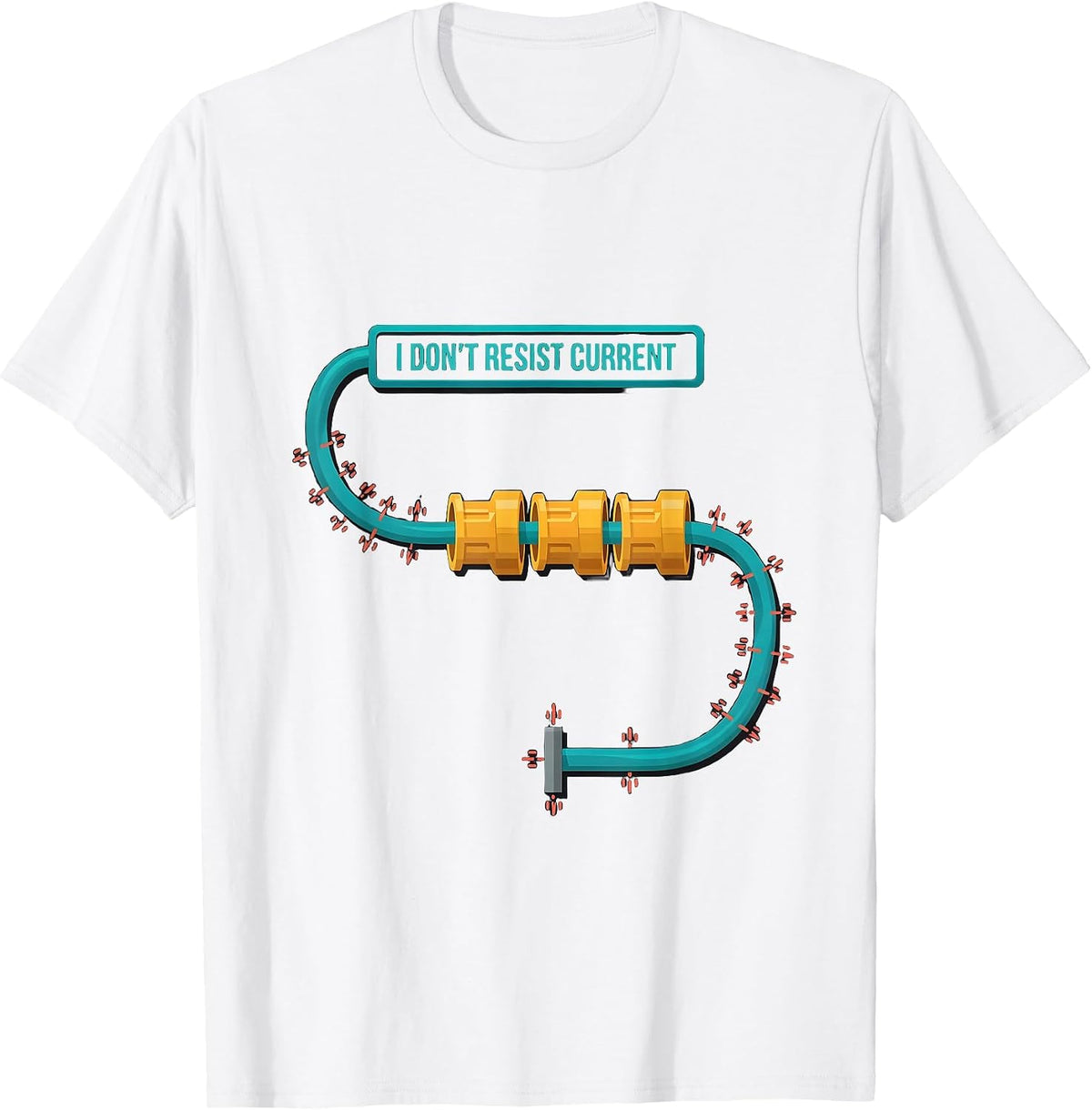 Men's I Don't Resist Current Funny Electrician Skeleton Humor T-Shirt - White