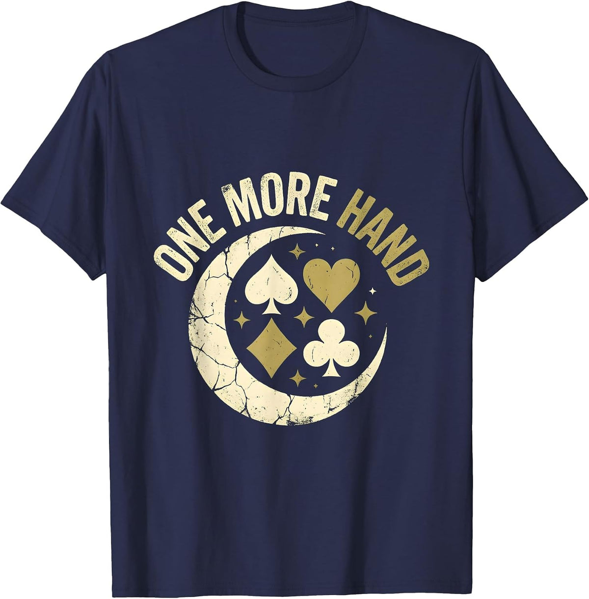 One More Hand Gambling Graphic Design T-Shirt - Navy Blue