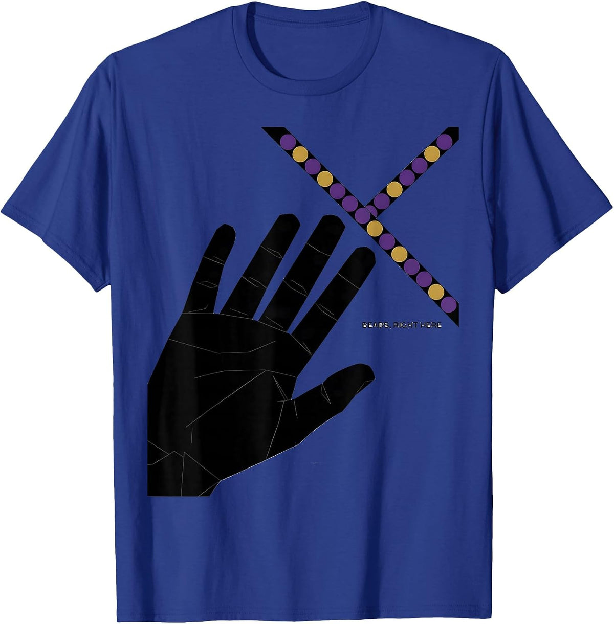 Men's Beads Right Here Swiss International Mardi Gras Carnival T-Shirt - Royal Blue