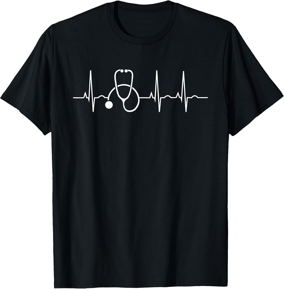 Stethoscope Heartbeat EKG Nurse Medical Doctor Cool Nursing T-Shirt - Black