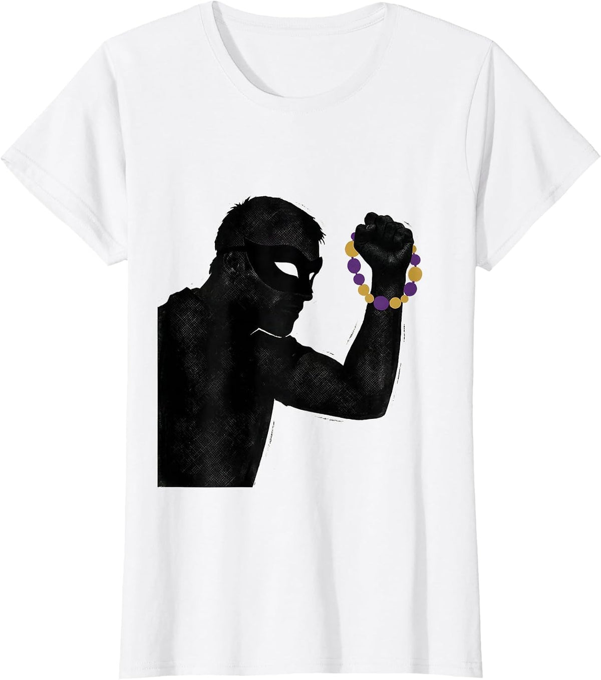 Reveler Mask Stencil Mardi Gras Carnival Party Costume T-Shirt - White