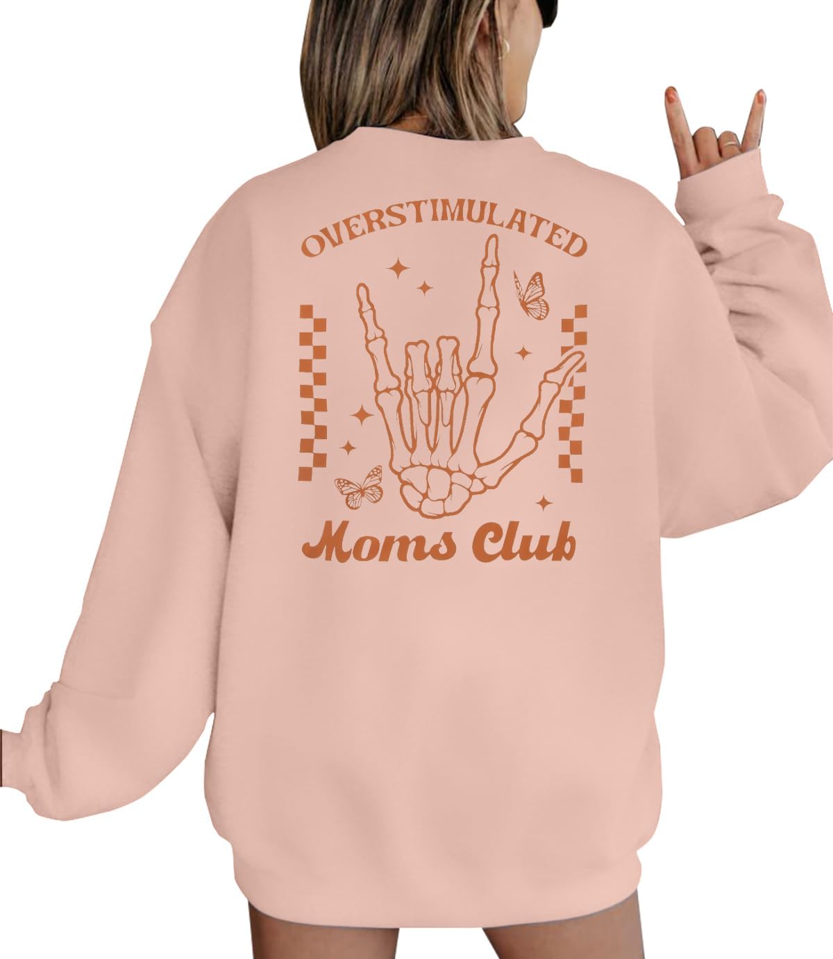 LUKYCILD Overstimulated Moms Club Sweatshirt for Women Mama Shirt Oversized Mom Life Pullover Casual Long Sleeve Tops -