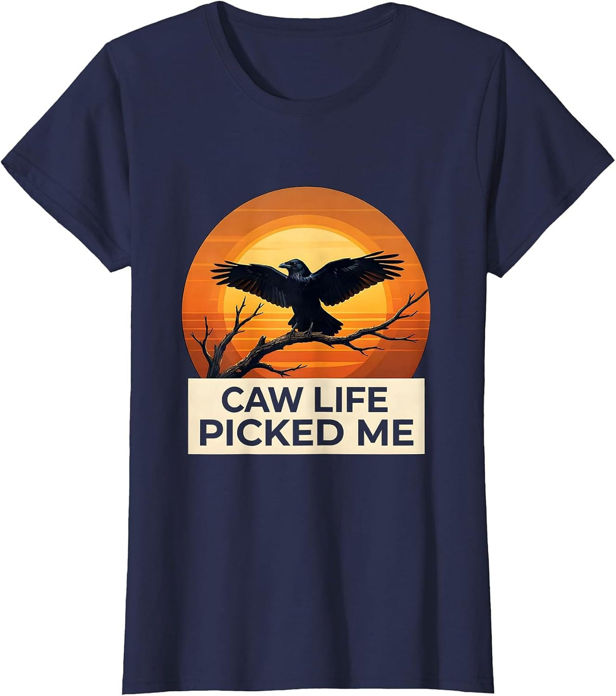 Women's CAW Life Picked Me Crow Design T-Shirt - Navy Blue