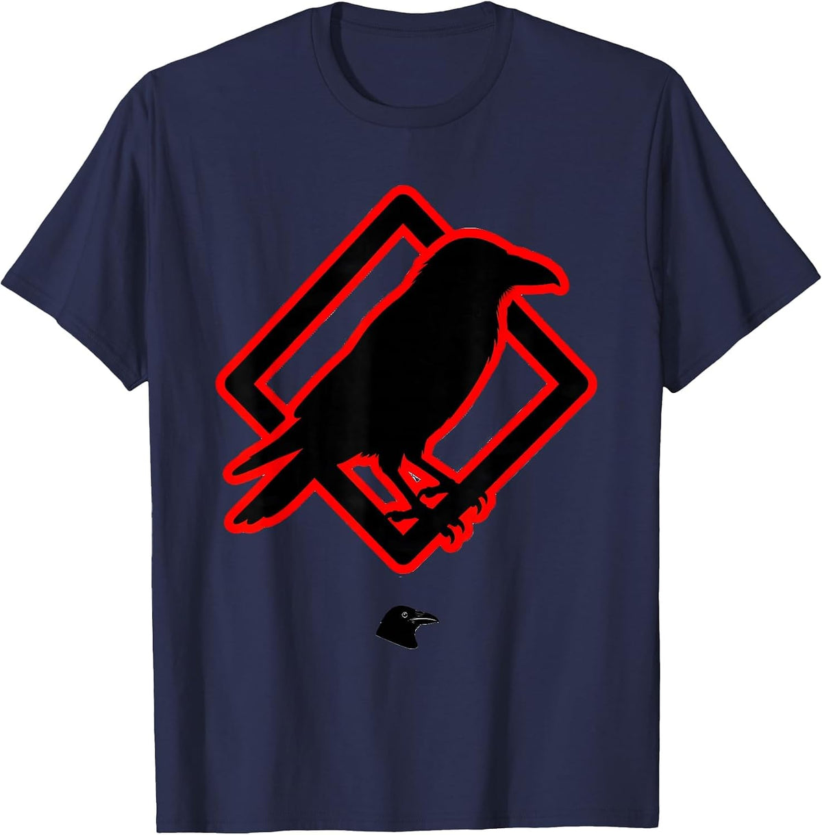 Raven Diamond Gothic Crow Humor T-Shirt - Navy Blue