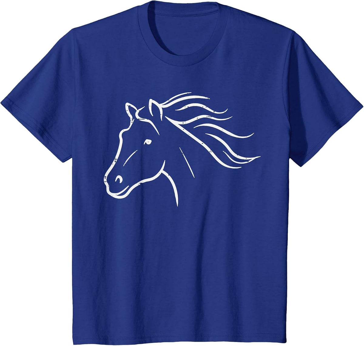Minimal Horse Head Animal Riding Equestrian Men Women Kids T-Shirt - Royal Blue