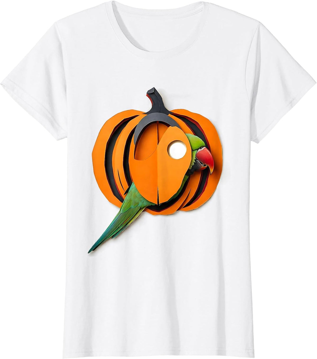 Jack-O-Lantern Parakeet Funny Bird Lover Halloween Costume T-Shirt - White