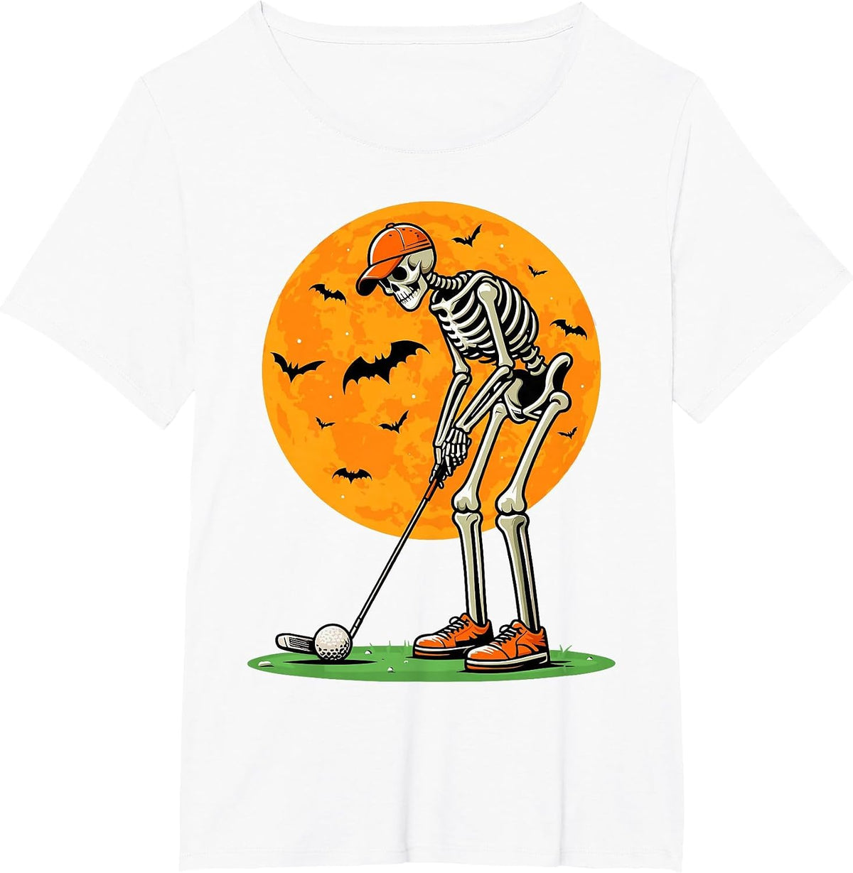 Halloween Golf Skeleton Spooky Golfer Halloween Golfing T-Shirt - White