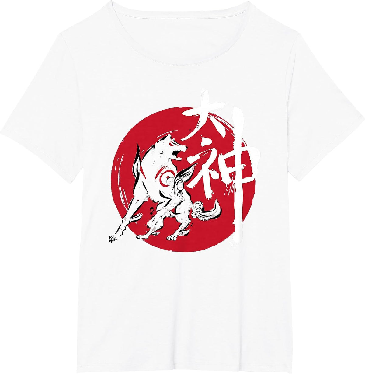 Okami Amaterasu Sun God Wolf The Great Wave Video Game T-Shirt - White
