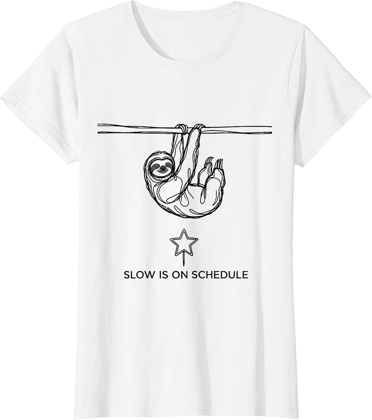 Women's Slow Is On Schedule Funny Sloth Lover Christmas Ugly Sweater T-Shirt - White