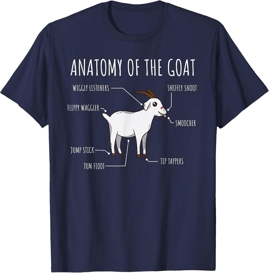 Anatomy of the Goat Baby Kid Cute T-Shirt - Navy Blue