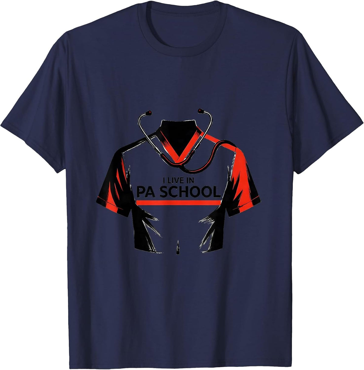 Men's I Live In PA School Funny Physician Assistant Student Humor T-Shirt - Navy Blue