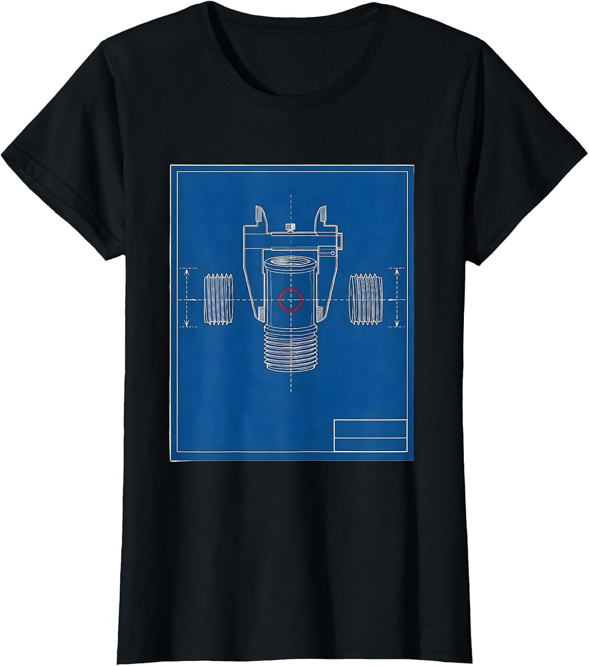 Women's Threaded Pipe Nipple Plumbing Trade Humor Blueprint T-Shirt - Black