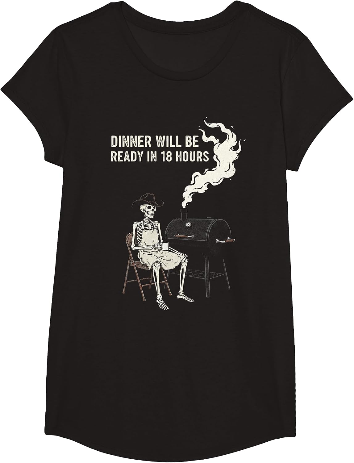 Dinner Will Be Ready in 18 Hours Barbecue Funny Smoking Meat T-Shirt - Girls Black