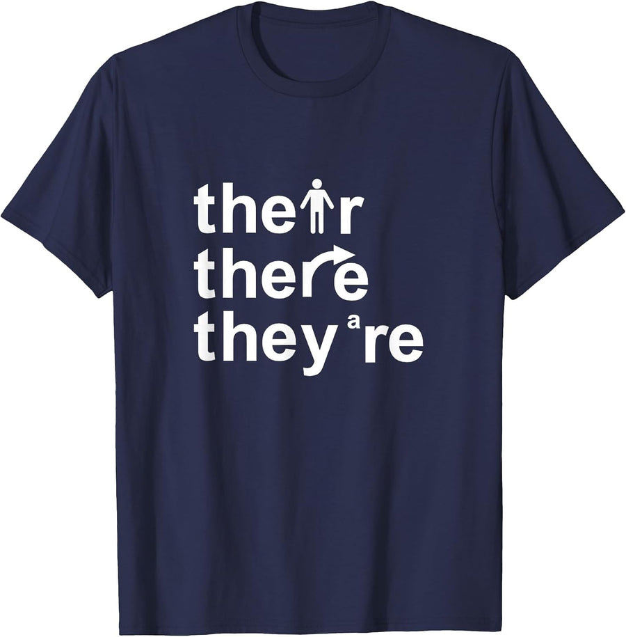 Their, There, They're. T-Shirt - Navy Blue