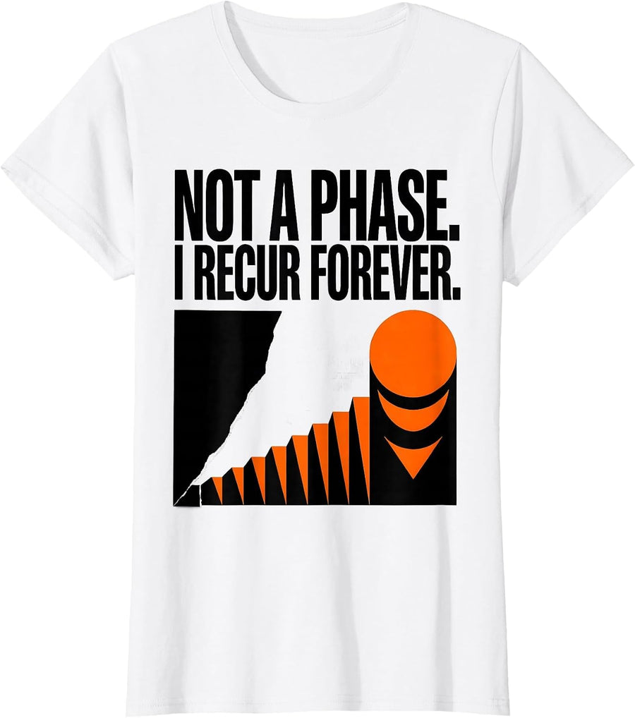 Women's Not A Phase I Recur Forever Brutalist Moon Phase Astronomy T-Shirt - White