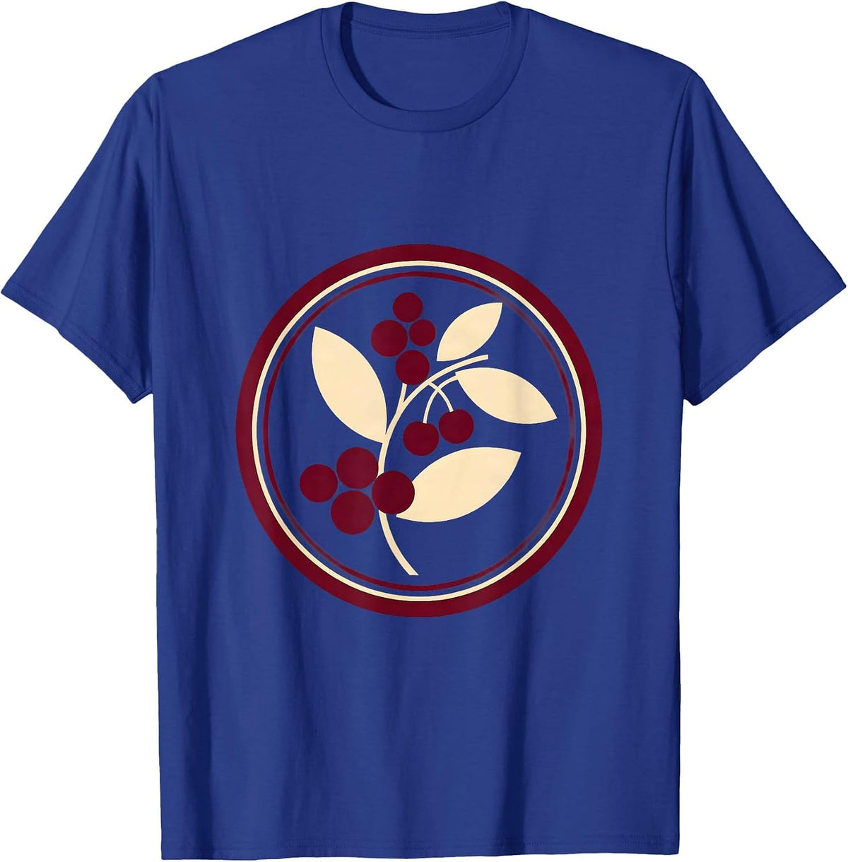 Men's Colombia Coffee Cherries Branch Botanical Illustration T-Shirt - Royal Blue