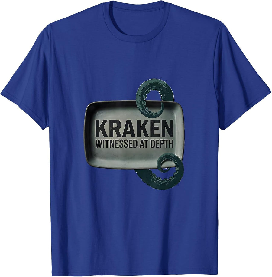 Kraken Witnessed At Depth Minimalist Octopus Lover Gift T-Shirt - Royal Blue