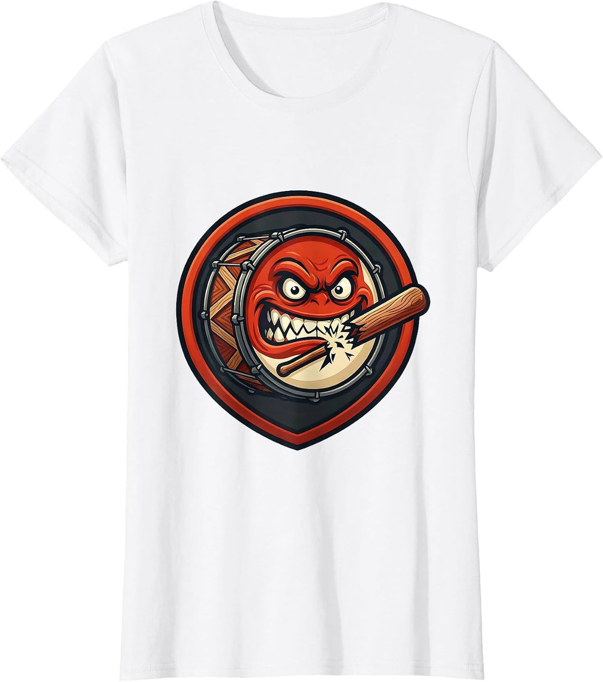 Broken Drumstick Bass Drum Sports Fan Graphic T-Shirt - White