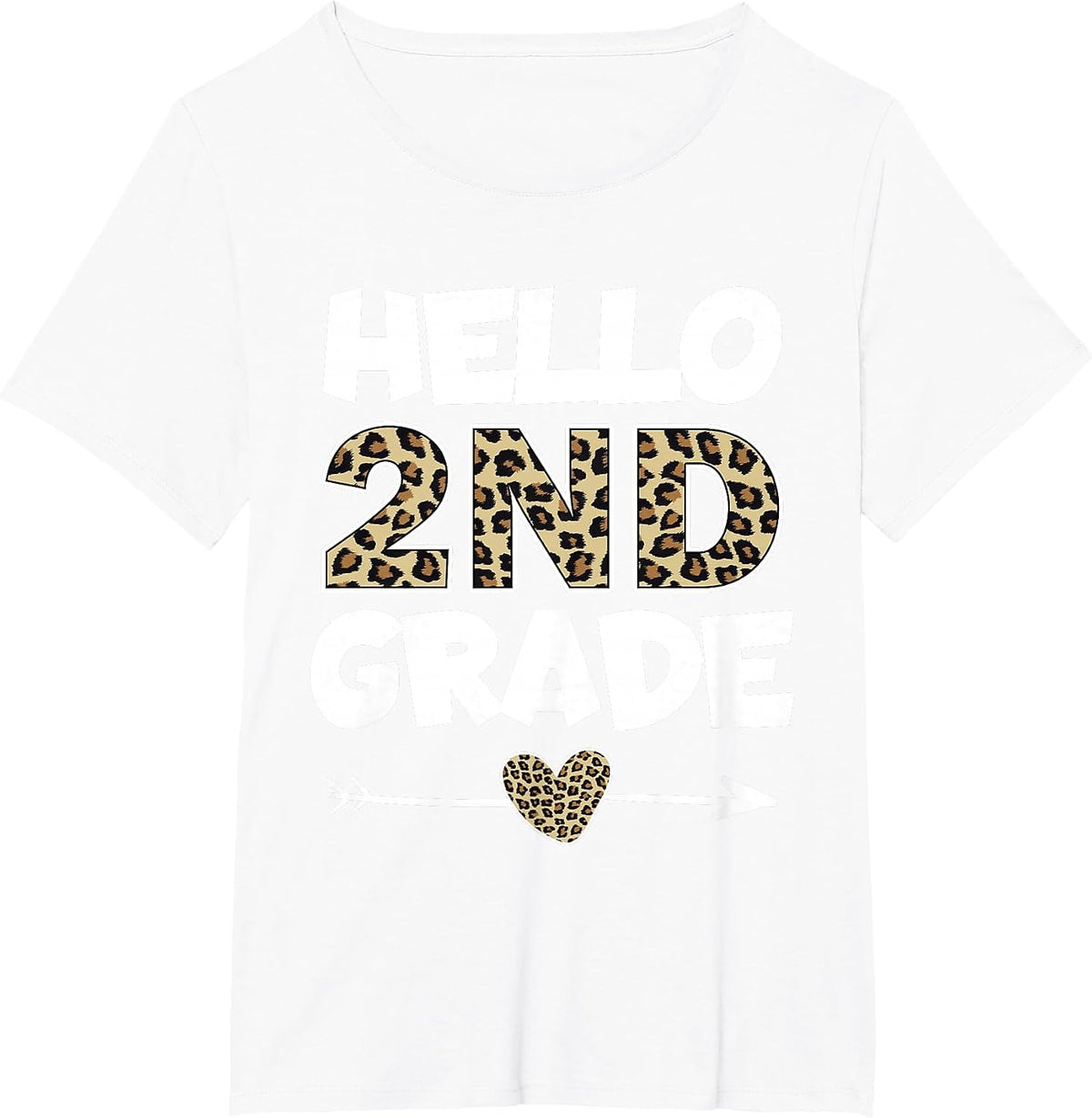 Hello 2nd Grade Leopard Print Second Grade Teacher Kids T-Shirt - White