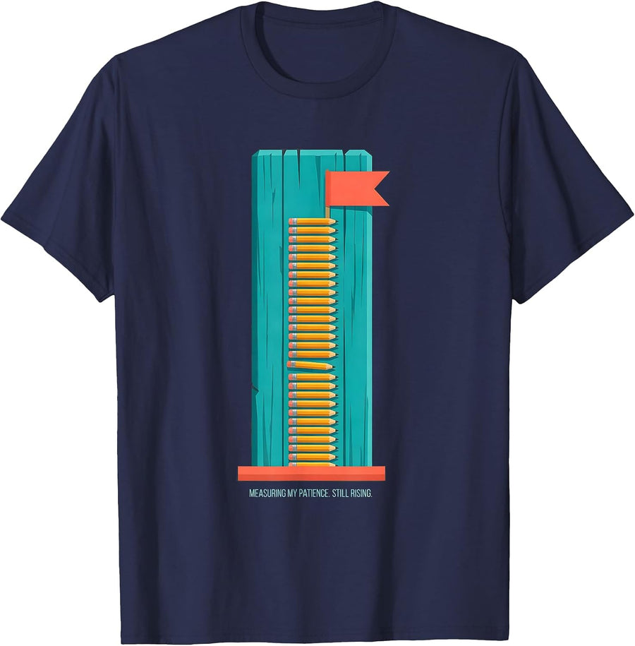 Measuring My Patience Still Rising Funny Football Lineman T-Shirt - Navy Blue