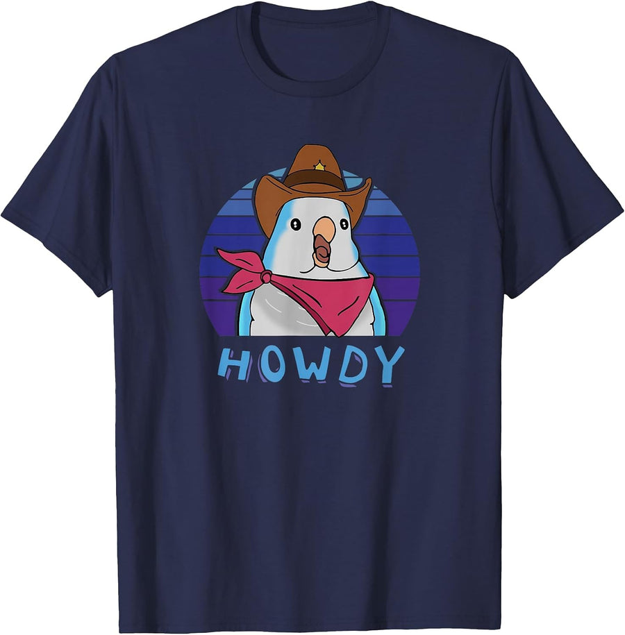 Aesthetic Howdy Funny Cute Blue Quaker Parrot Monk Parakeet T-Shirt - Navy Blue