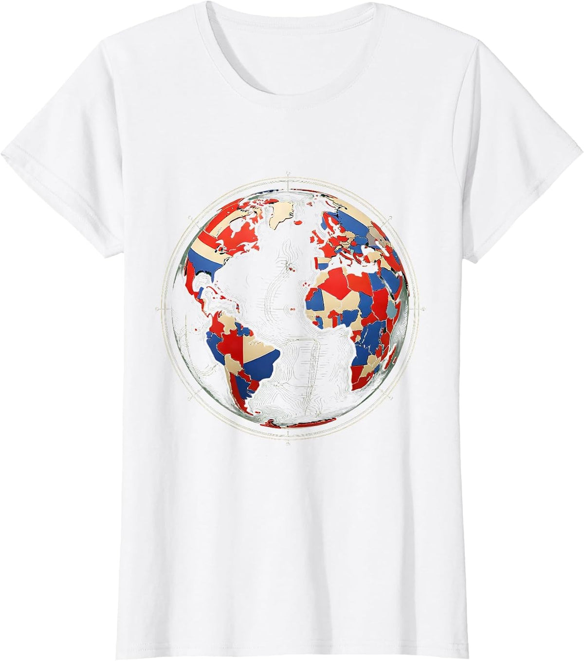Global Flags Mosaic Geography Lover Travel Enthusiast T-Shirt - White