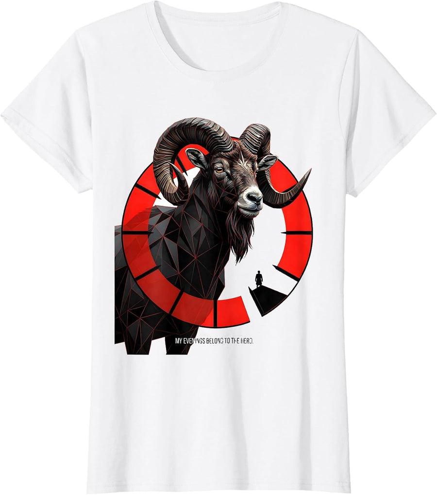 Women's My Evenings Belong To The Herd Funny Goat Farmer Animal T-Shirt - White