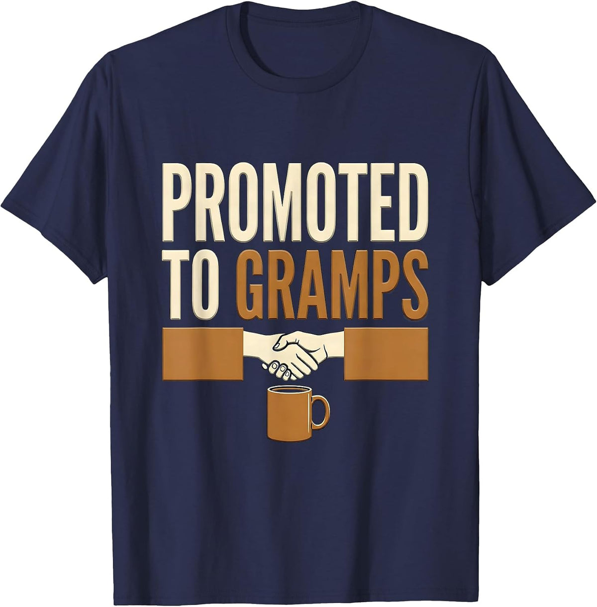 Promoted To Gramps Funny Grandpa Gift for Dad Papa Family T-Shirt - Navy Blue