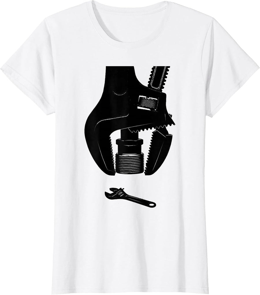 Women's Pipe Wrench Dominates Adjustable Wrench Funny Plumber Gift T-Shirt - White