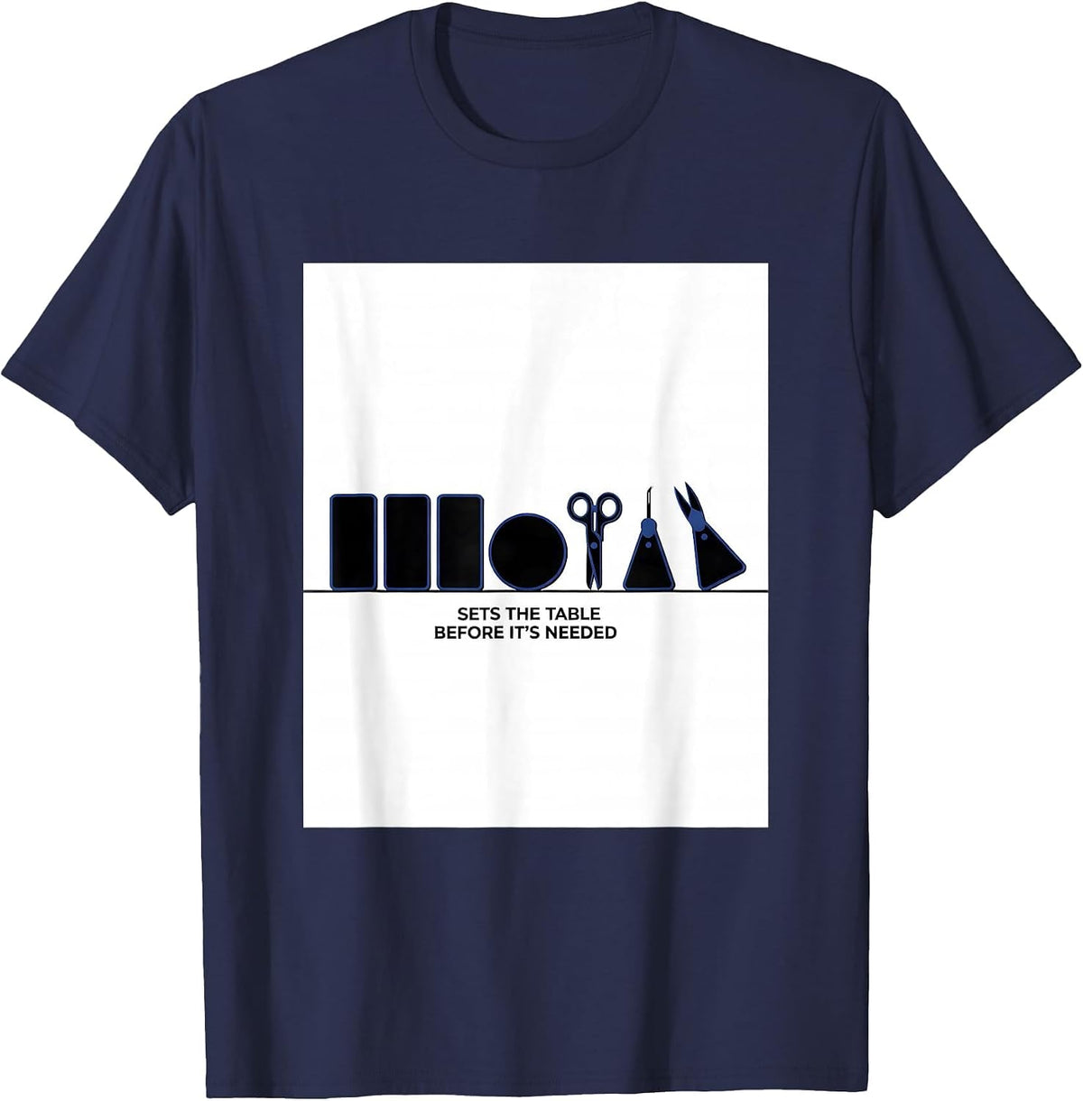 Men's Sets The Table Before It's Needed Geometric Surgical Tech T-Shirt - Navy Blue