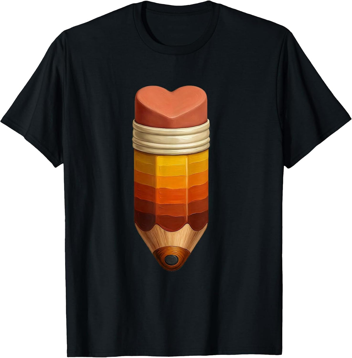 Men's Preschool Teacher Heart Eraser Pencil Graphic T-Shirt - Black