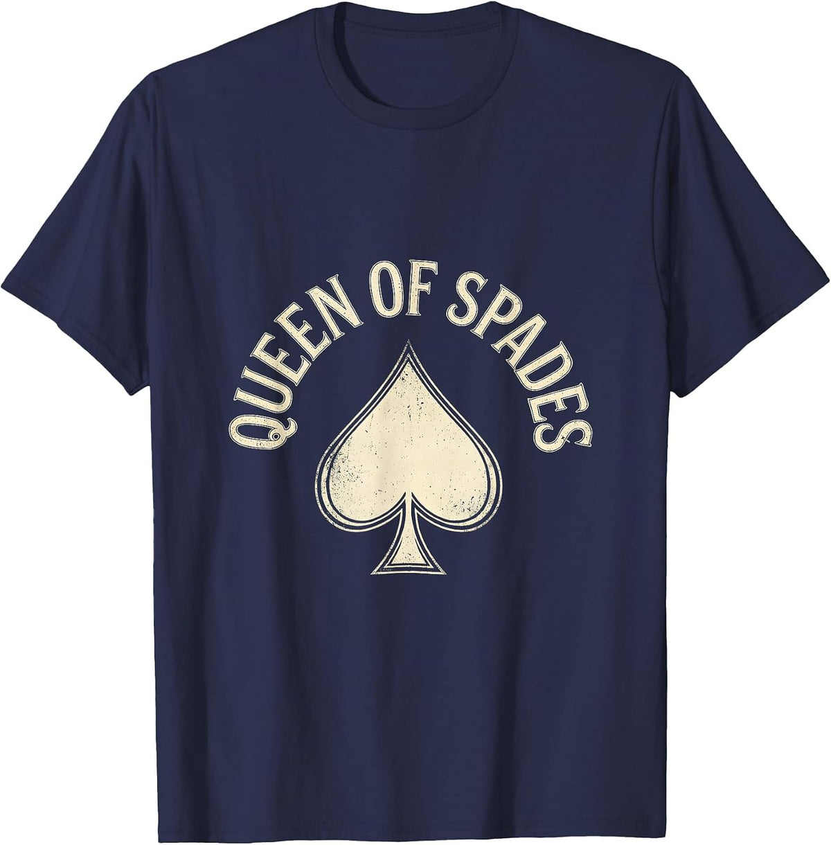 Queen Of Spades Vintage Poker Player Casino Gambler T-Shirt - Navy Blue