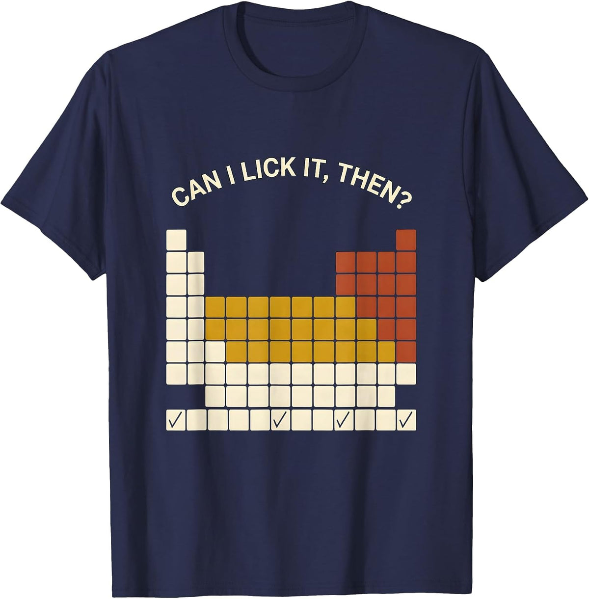 Can I Lick It, Then? Funny Periodic Table Chemistry Teacher T-Shirt - Navy Blue