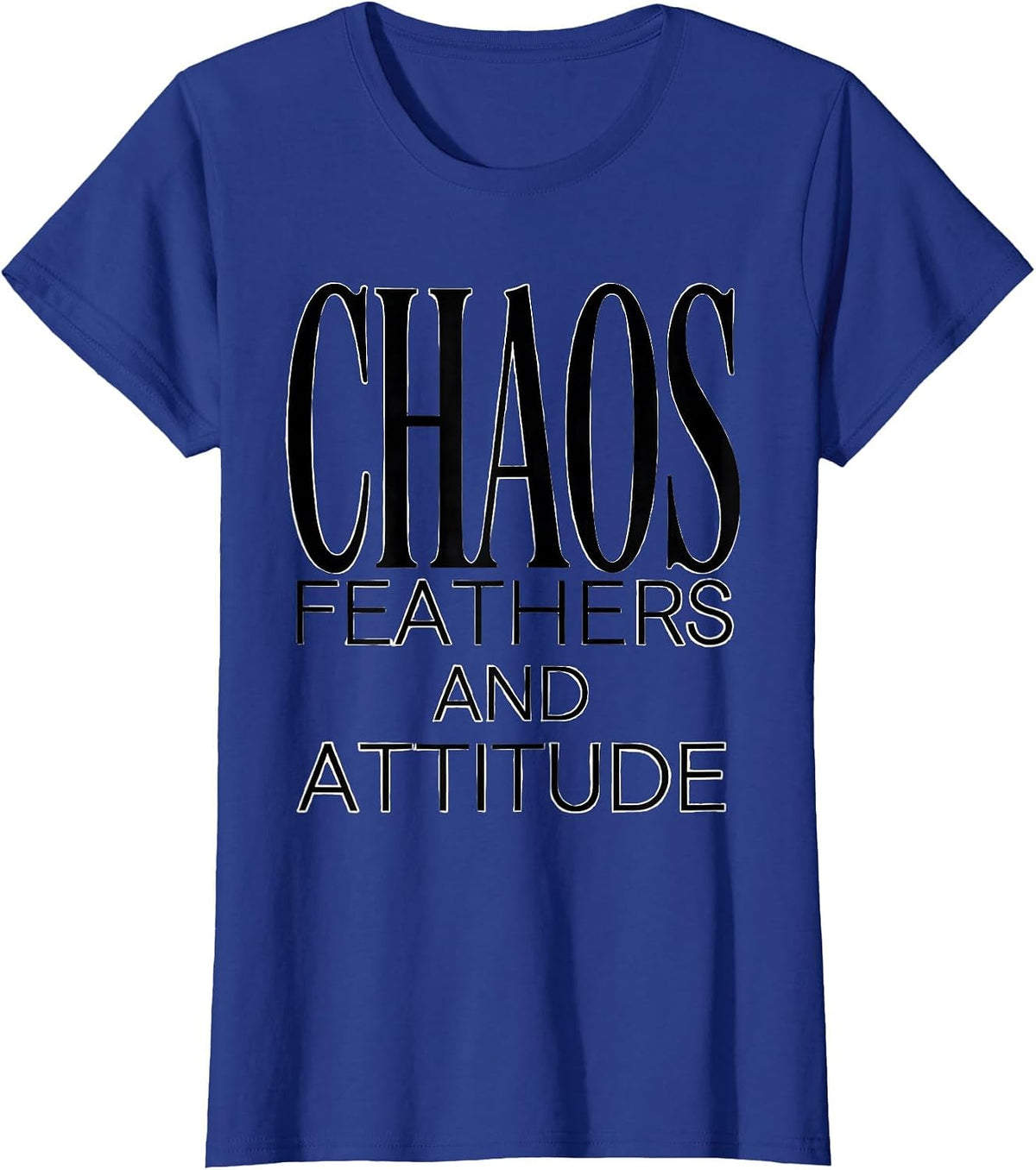 Women's Chaos Feathers and Attitude Crow Design T-Shirt - Royal Blue