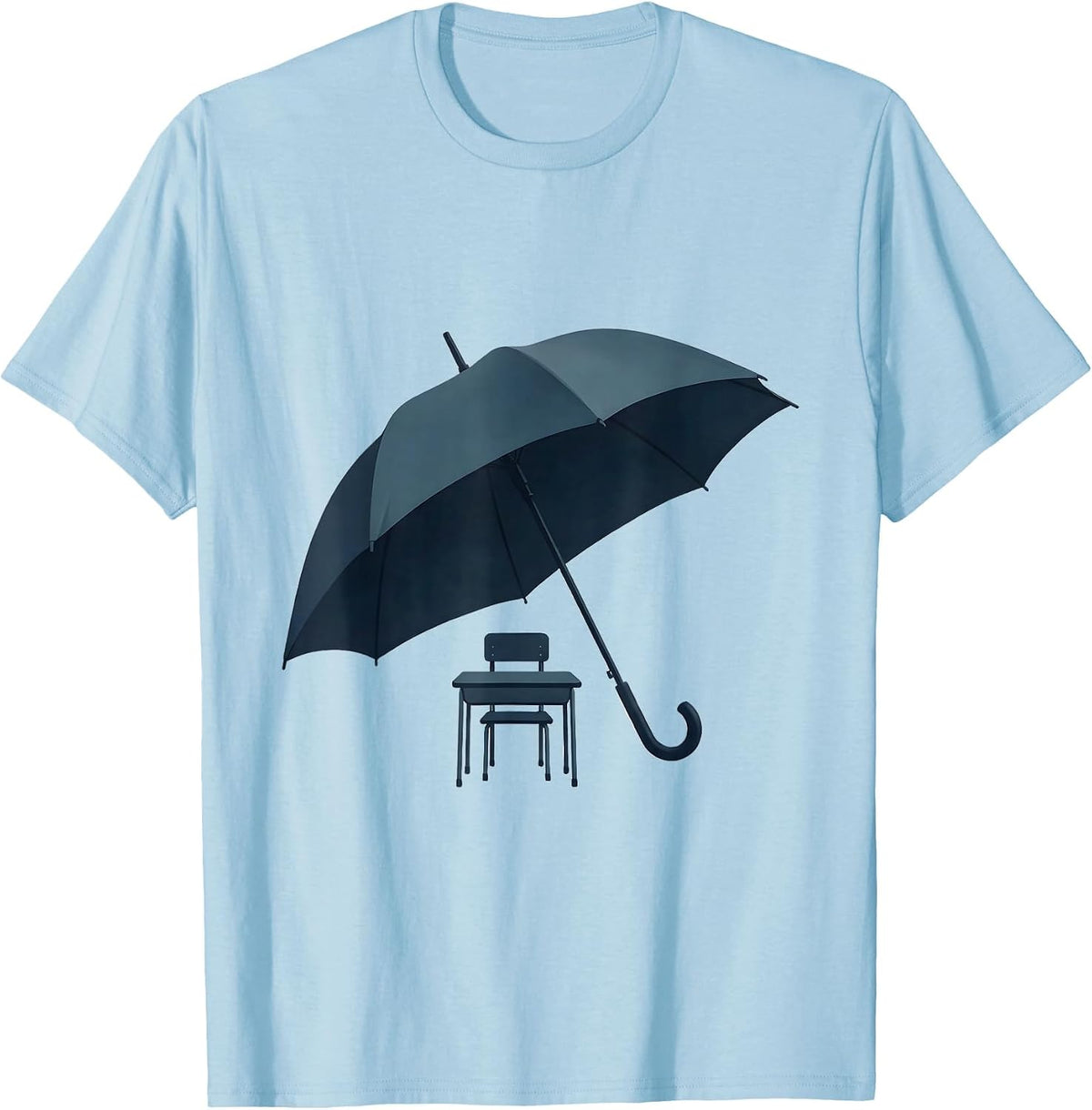 Men's Paraprofessional Protective Umbrella School Desk T-Shirt - Baby Blue